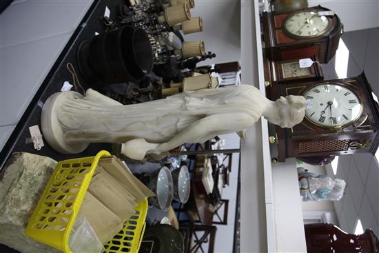 A 19th century carved marble figure of a Grecian woman, 2ft 8in.